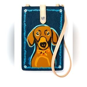 Brighton CHARLIE Denim Pouch Crossbody Daus hound Dog  New